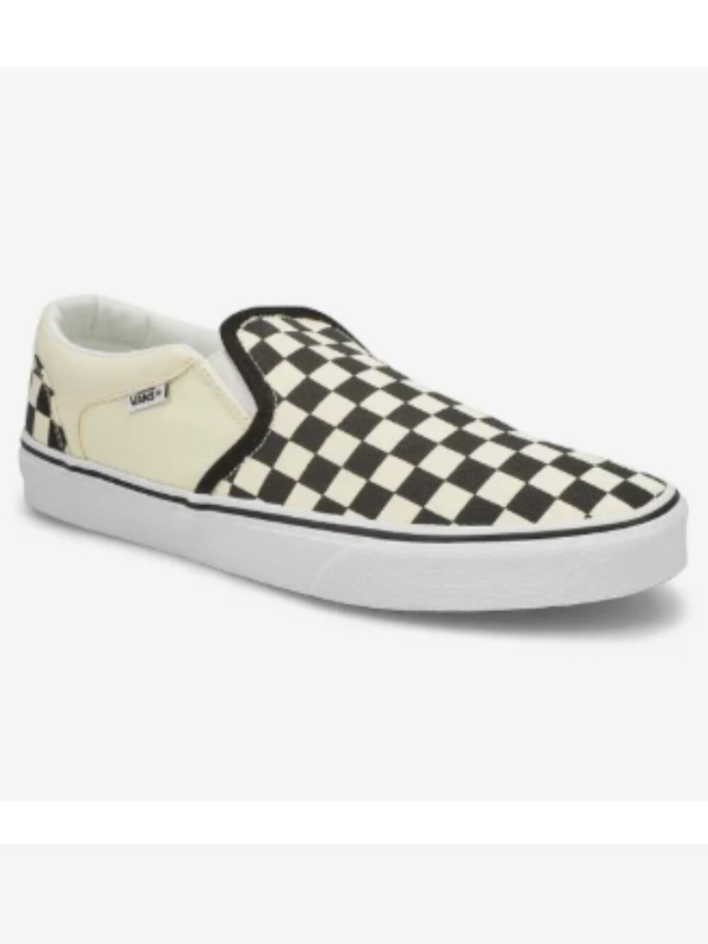 Vans Asher Checkerboard Sneakers Black Cream White Skateboard NEW Youth Boys 5